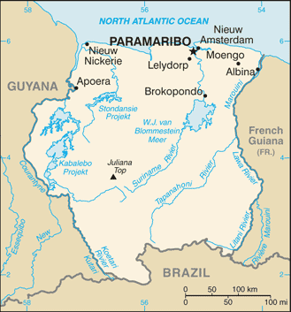 Map of Suriname